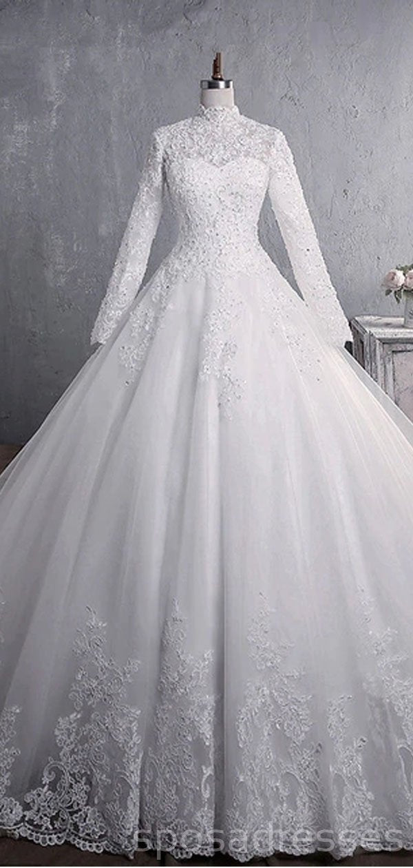 cheap long dresses Cheap Long Sleeves High Neck Modest Wedding Dresses Online, Cheap Brid – SposaDresses