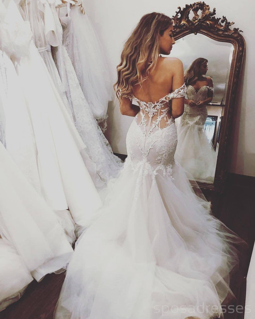 Off Shoulder Lace Mermaid Wedding Dresses Online, Cheap Beach Bridal D –  SposaDresses