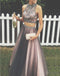 Sexy Two Pieces A line Beaded Evening Prom Dresses, Halter Long Tulle Party Prom Dress, 17085