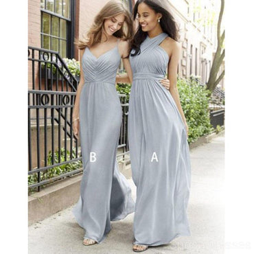 Mismatched Grey Chiffon Cheap Long Cheap Bridesmaid Dresses Online, WG622