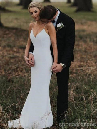 Simple Mermaid Spaghetti Straps Cheap Wedding Dresses Online, Cheap Bridal Dresses, WD628