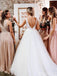 Scoop Satin A-line Cheap Wedding Dresses, Cheap Wedding Gown, WD693