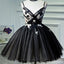 Spaghetti Straps Black Lace Cute Homecoming Prom Dresses, Cheap Cocktail Dresses, CM346