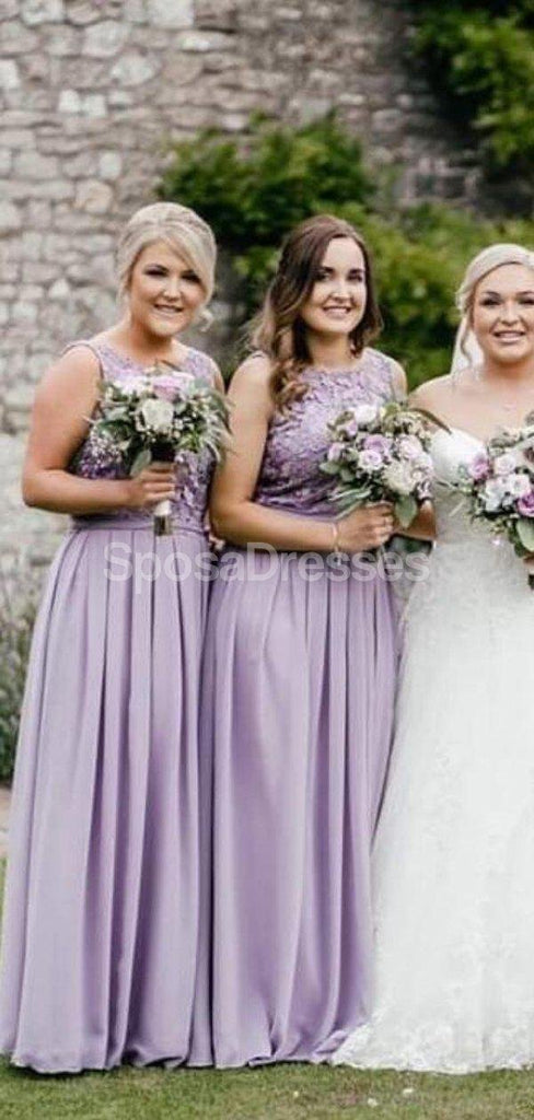 Purple Lace Long Bridesmaid Dresses Online, Cheap Bridesmaid Dresses, WG697