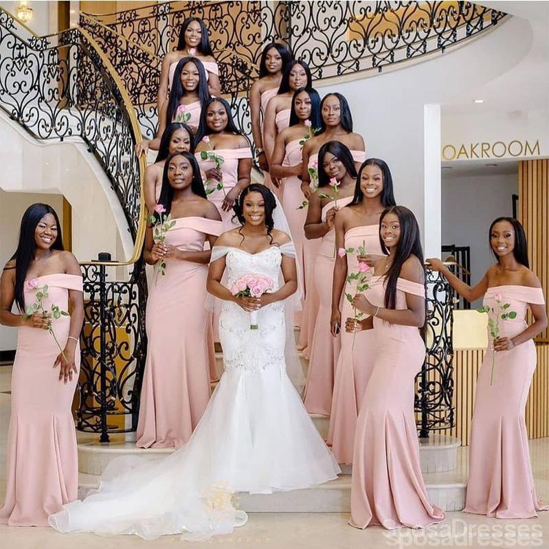 Blush Pink Off Shoulder Mismatched Mermaid Bridesmaid Dresses Online, SposaDresses Blush Pink Off Shoulder Mismatched Mermaid Bridesmaid Dresses Online, SposaDresses