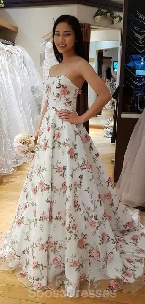 Sweetheart 3D Flower A-line Long Evening Prom Dresses, Evening Party Prom Dresses, 12337