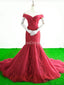 Off Shoulder Red Mermaid Evening Prom Dresses, Evening Party Prom Dresses, 12266