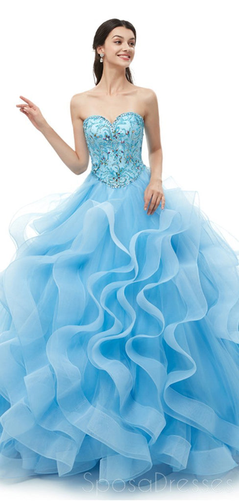 Sweetheart Blue Heavy Beaded Quinceanera Dresses, Evening Party Prom Dresses, 12099