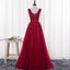 Sexy Backless Dark Red Lace Long Evening Prom Dresses, Popular 2018 Party Prom Dresses, Custom Long Prom Dresses, Cheap Formal Prom Dresses, 17212
