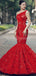 One Shoulder Red Sequin Mermaid Evening Prom Dresses, Evening Party Prom Dresses, 12267