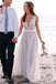 Deep V Neckline Lace Beach Wedding Dresses,  Sexy Long Custom Wedding Gowns, 17104
