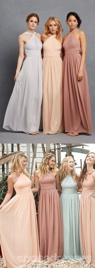 Simple Chiffon Hlater Floor-Length Cheap Free Custom Bridesmaid Dresses, WG28