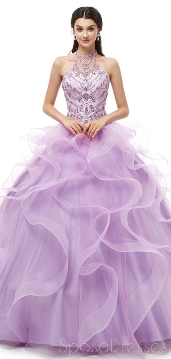 Halter Lilac Heavy Beaded Quinceanera Dresses, Evening Party Prom Dres SposaDresses Halter Lilac Heavy Beaded Quinceanera Dresses, Evening Party Prom Dres SposaDresses