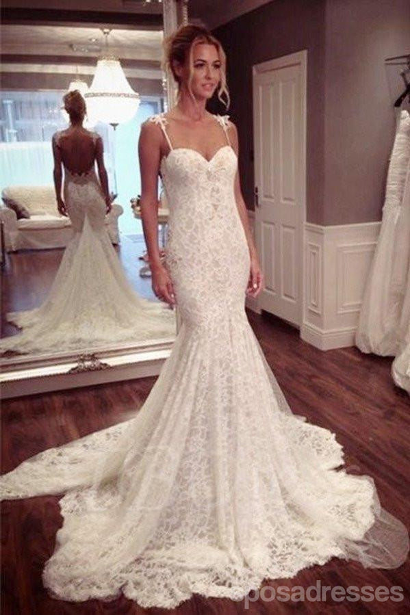 Sexy Backless Mermaid Lace Wedding Dresses,  2017 Long Custom Wedding Gowns, Affordable Bridal Dresses, 17109