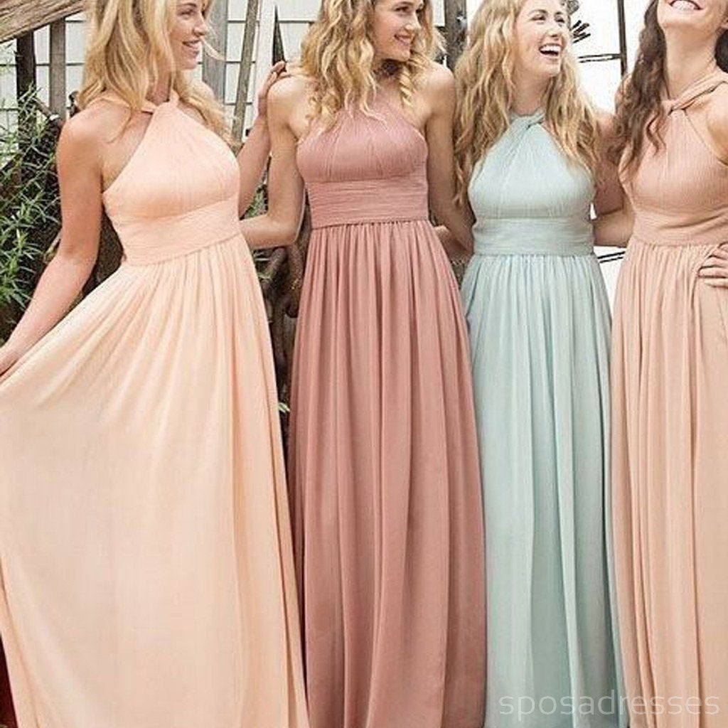 Simple Chiffon Hlater Floor-Length Cheap Free Custom Bridesmaid Dresses, WG28
