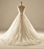 Classic Round Neckline Lace Long Tail Wedding Dresses, Custom Made Wedding Dresses, Cheap Wedding Bridal Gowns, WD220