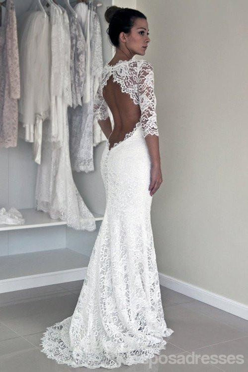 Long Sleeve Lace Open Back Mermaid Wedding Dresses, Long Custom Weddin SposaDresses Long Sleeve Lace Open Back Mermaid Wedding Dresses, Long Custom Weddin SposaDresses