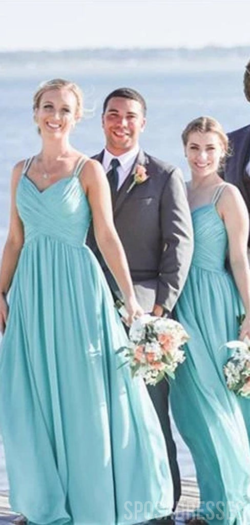 Chiffon Turquoise Long Bridesmaid Dresses, Cheap Bridesmaids Dresses, WG754