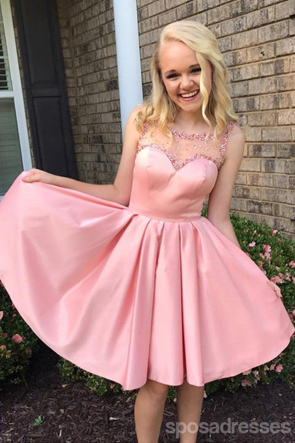 Pink Illusion Cute Pink Short Cheap Homecoming Dresses Online, CM562 SposaDresses Pink Illusion Cute Pink Short Cheap Homecoming Dresses Online, CM562 SposaDresses
