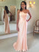 2018 Blush Pink One Shoulder Mermaid Chiffon Custom Long Evening Prom Dresses, 17365