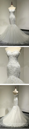 Sweetheart Lace Sexy Mermaid Lace Up Tulle Wedding Party Dresses, WD0028
