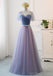 Blue Pink Tulle Floor Length Mismatched Cheap Bridesmaid Dresses Online, WG539
