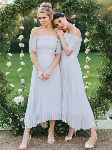 Baby Blue Off Shoulder Long Sleeves Short Bridesmaid Dresses Online, W SposaDresses Baby Blue Off Shoulder Long Sleeves Short Bridesmaid Dresses Online, W SposaDresses