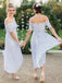 Baby Blue Off Shoulder Long Sleeves Short Bridesmaid Dresses Online, WG274