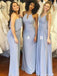 Dusty Blue Mismatched Long Chiffon Cheap Bridesmaid Dresses Online, WG279