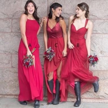 Fuchsia Mismatched Custom Made Cheap Long Bridesmaid Dresses Online, WG336