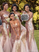 Mermaid Rose Gold Sequin Long Bridesmaid Dresses Online, WG745