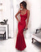 Sexy Low Neck Dark Red Mermaid Long Custom Evening Prom Dresses, 17430