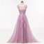 Purple Scoop Neckline Tulle Skirt Long Evening Prom Dresses, Popular Cheap Long 2018 Party Prom Dresses, 17225