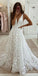 V Neck Flower Skirt Lace Wedding Dresses, Cheap Wedding Gown, WD675