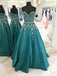 Sweetheart A-line Delicate Beading Green Long Evening Prom Dresses, 17544