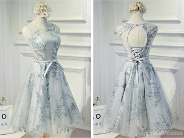 Scoop Neckline Gary Lace Homecoming Prom Dresses, Affordable Short Party Prom Dresses, Perfect Homecoming Dresses, CM270