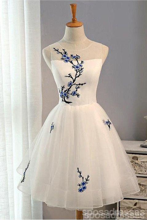 Cute Applique White Short Homecoming Prom Dresses, Cheap Sweet 16 Dres SposaDresses Cute Applique White Short Homecoming Prom Dresses, Cheap Sweet 16 Dres SposaDresses