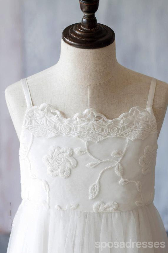 Spaghetti Ivory Lace Tulle Flower Girl Dresses, Popular Junior Bridesmaid Dresses, FG049