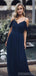 Navy Blue Off Shoulder Bridesmaid Dresses , Long Bridesmaids Dresses, WG747
