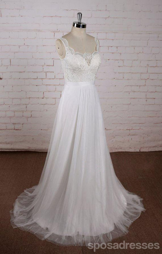 Lace Straps See Through Lace A-line Cheap Dresses For Wedding, WD399