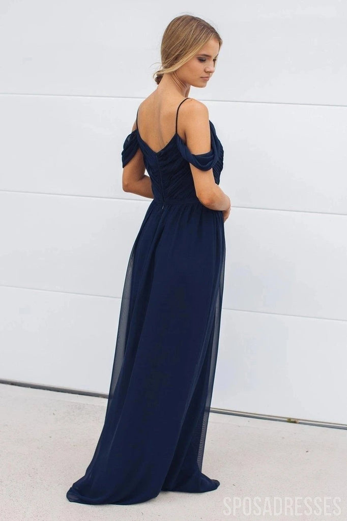 Navy Blue Off Shoulder Bridesmaid Dresses , Long Bridesmaids Dresses, WG747