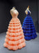 Unique V Neck Round Loops Ruffles Long Evening Prom Dresses, Evening Party Prom Dresses, 12243