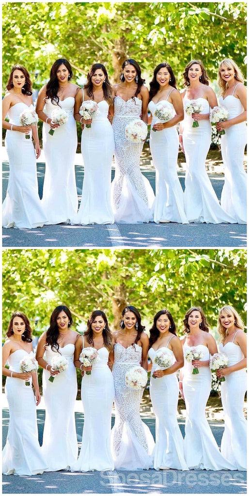 Spaghetti Straps Simple Mermaid Long Cheap Bridesmaid Dresses Online, WG663
