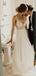 Sexy V Neck See Through Cheap Wedding Dresses, Beaded A-line Bridal Dresses, WD434