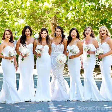 Spaghetti Straps Simple Mermaid Long Cheap Bridesmaid Dresses Online, WG663