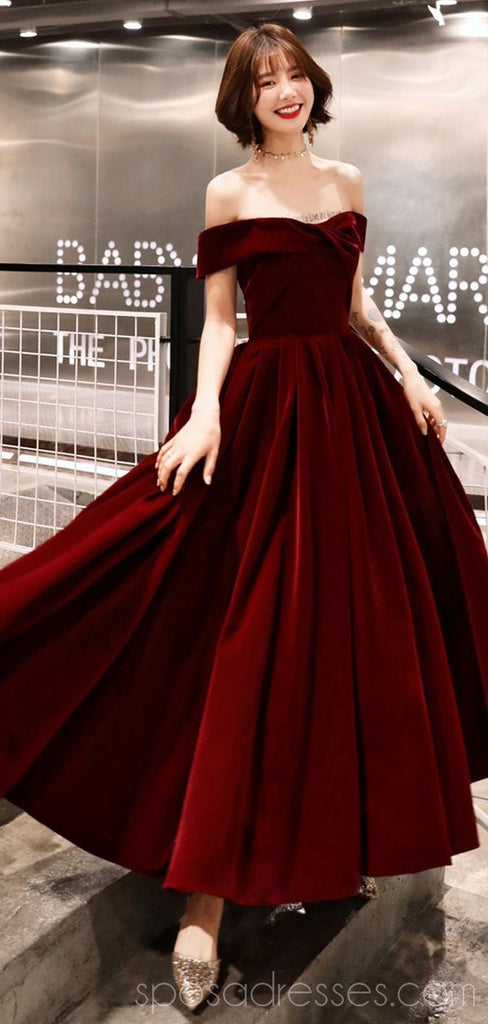 Simple Off Shoulder Dark Red Cheap Homecoming Dresses Online, Cheap Sh ...
