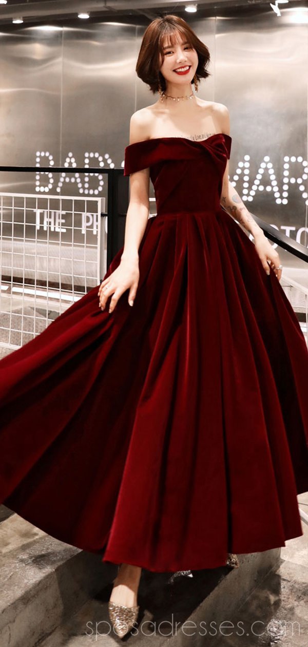Dark Red Tulle Lace Long Prom Dress, Dark Red Evening Dress – shopluu