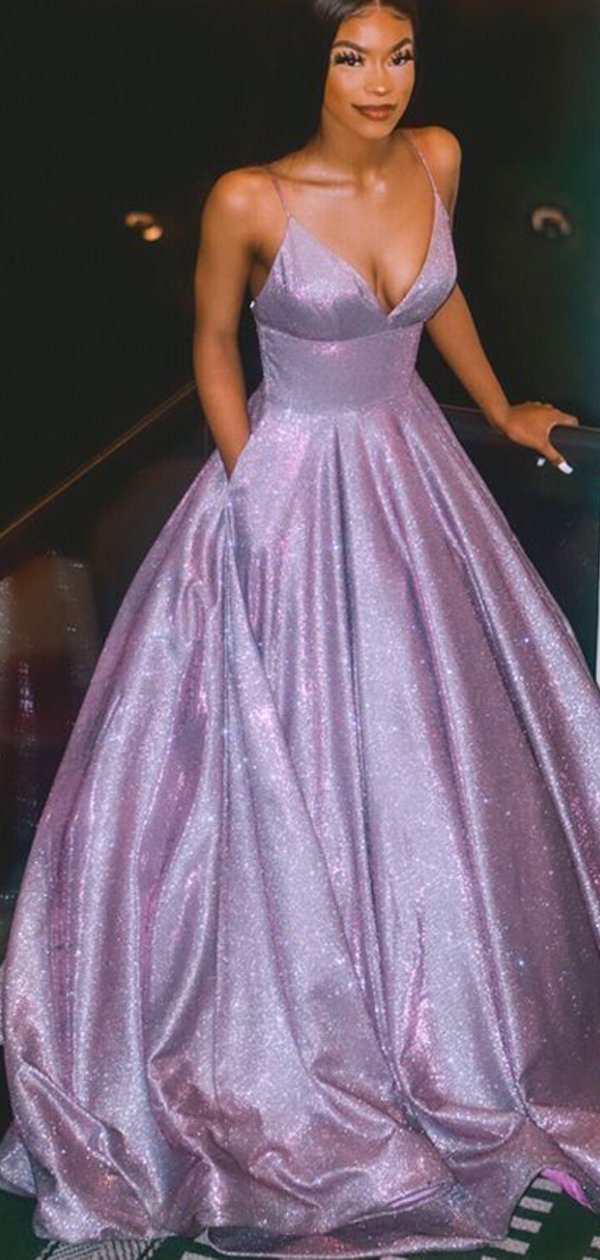 Spaghetti Straps Shiny Purple A-line Cheap Long Evening Prom Dresses, SposaDresses Spaghetti Straps Shiny Purple A-line Cheap Long Evening Prom Dresses, SposaDresses