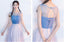 Mismatched Affordable Blue and Pink Tulle Long Bridesmaid Dresses, BD016