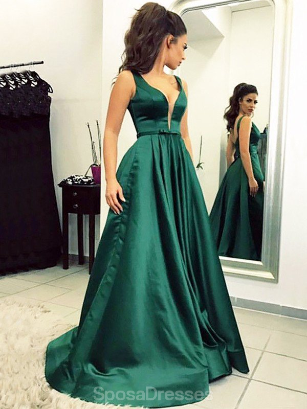 emerald green v neck prom dress V Neck Navy Green Prom Dress Ball Gown Emerald Occasion Dress Lace Emerald Green Formal Long